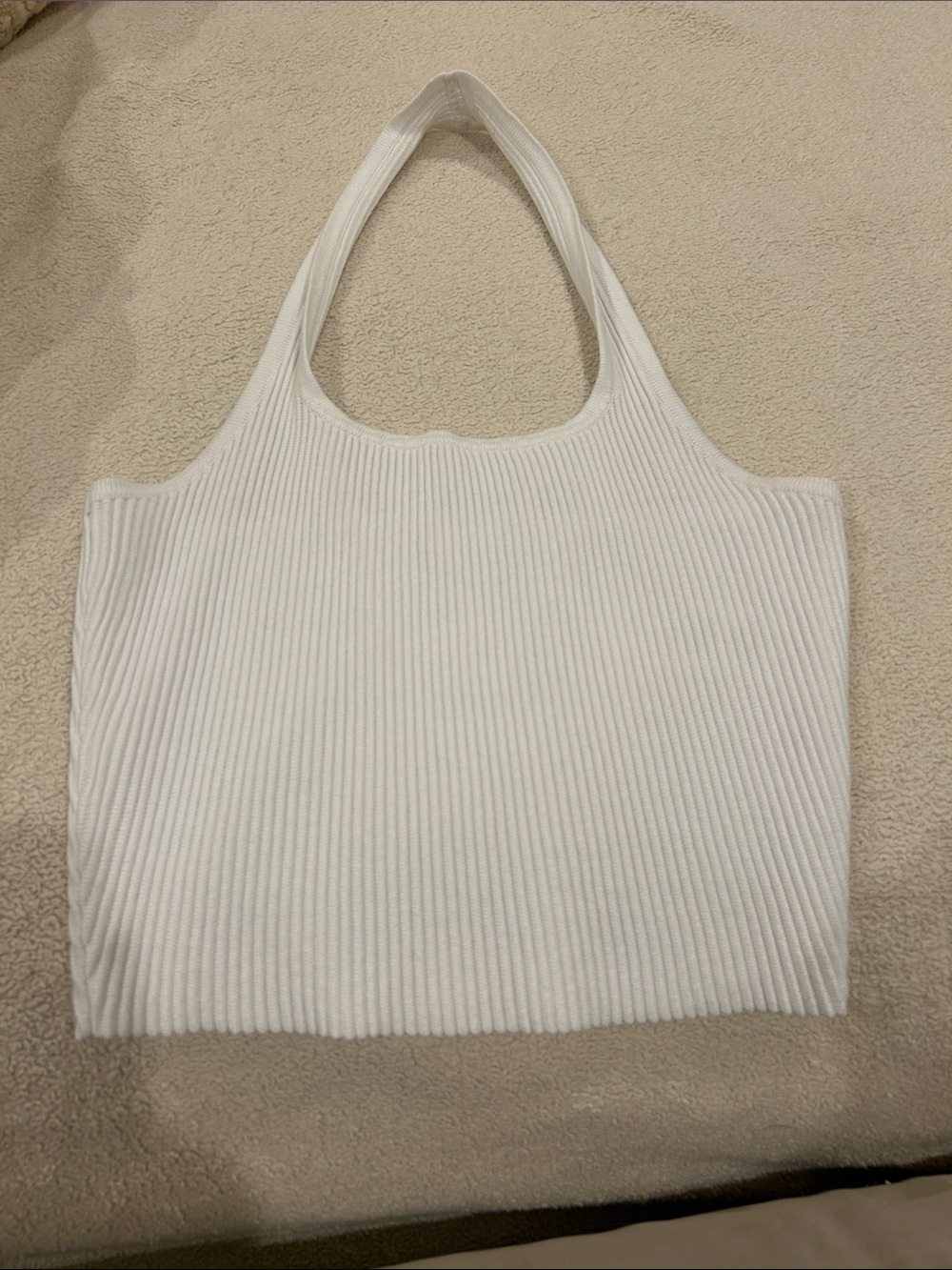 Gianni Bini Cropped White Ribbed Halter Tank Top • Size S
